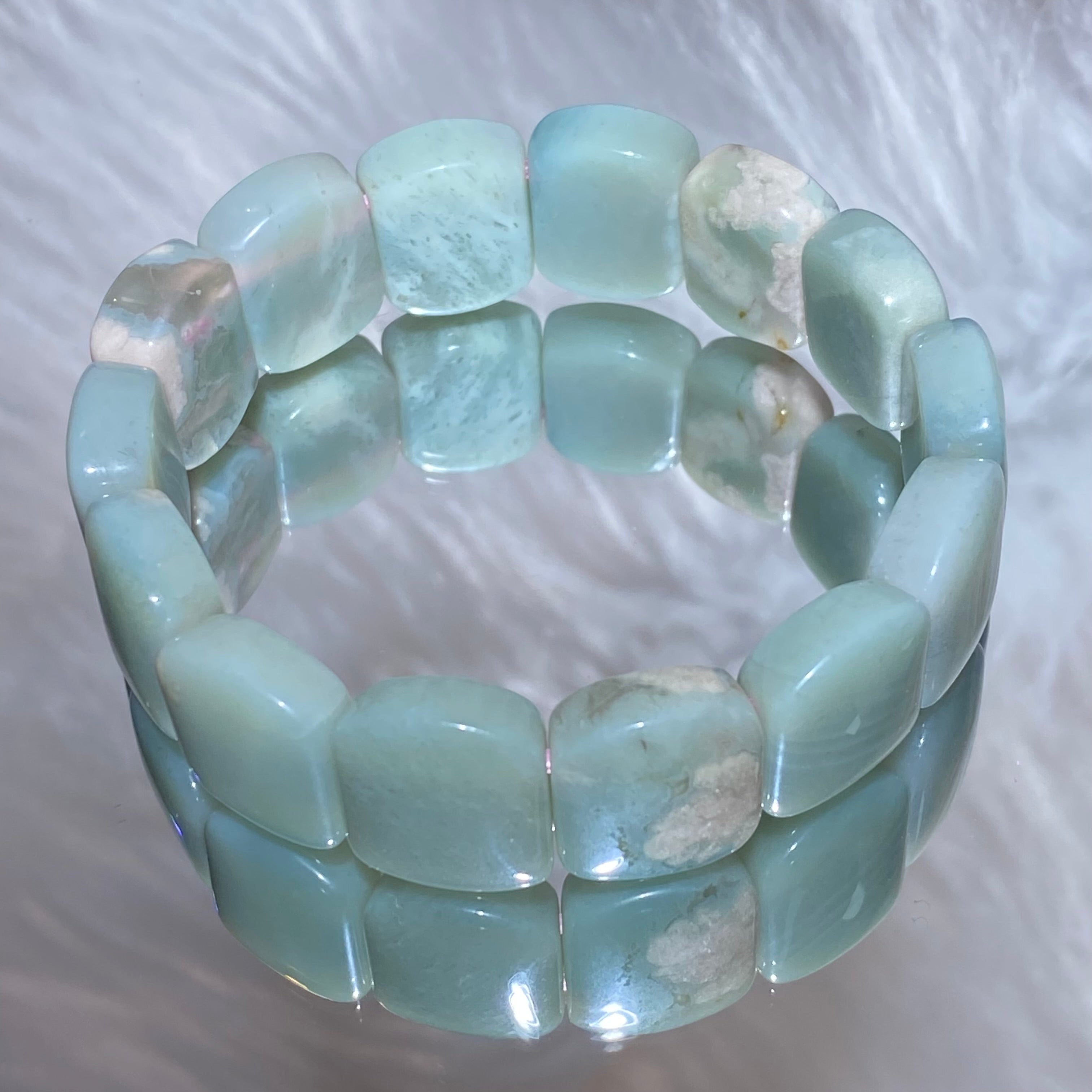 Natural Green Flower Agate 15-16.5cm