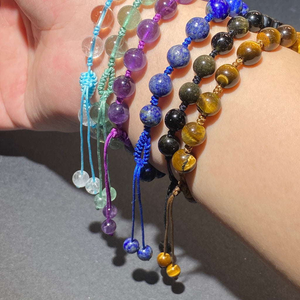 Handwoven Woven Bracelet with Flower Crystal Beads