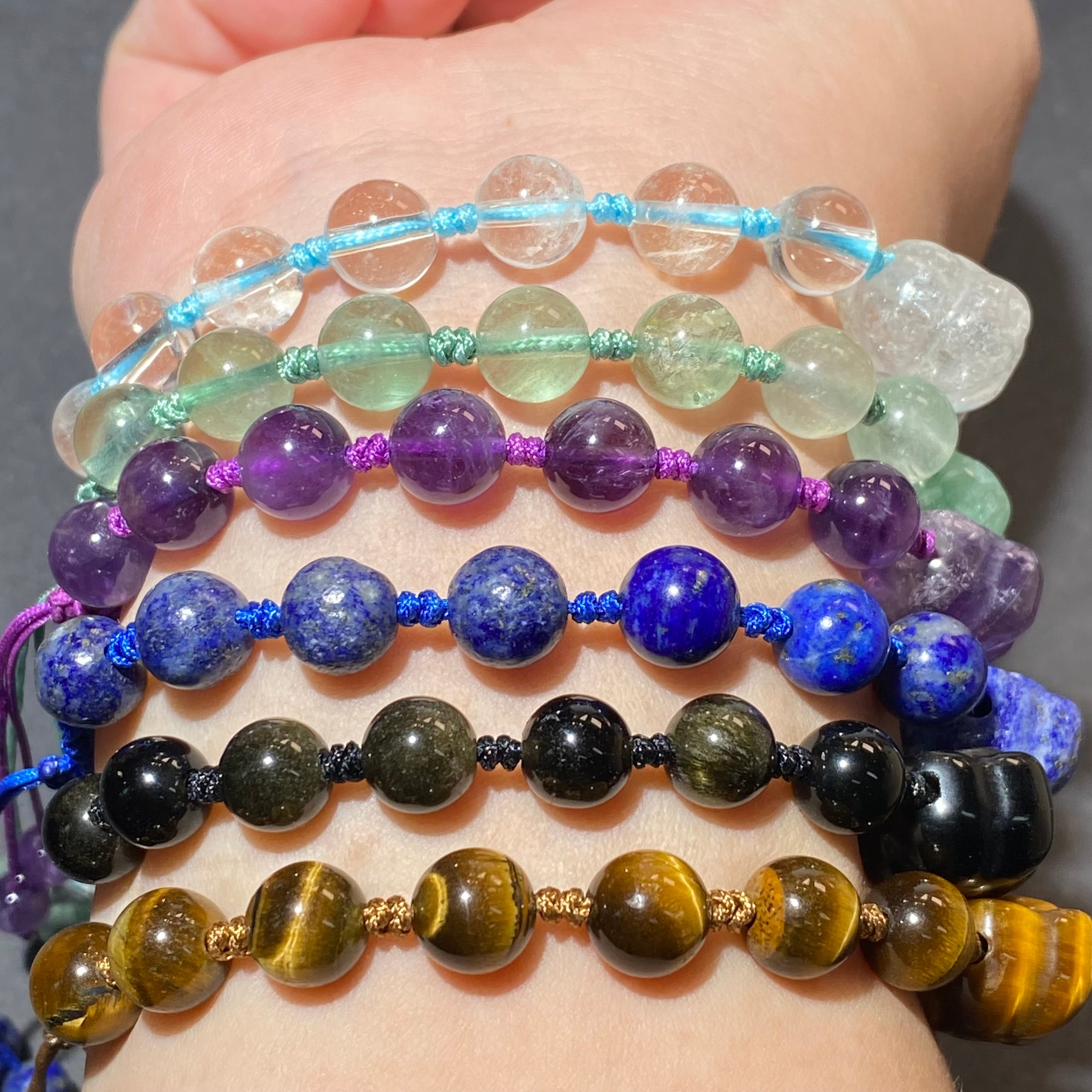 Handwoven Woven Bracelet with Flower Crystal Beads