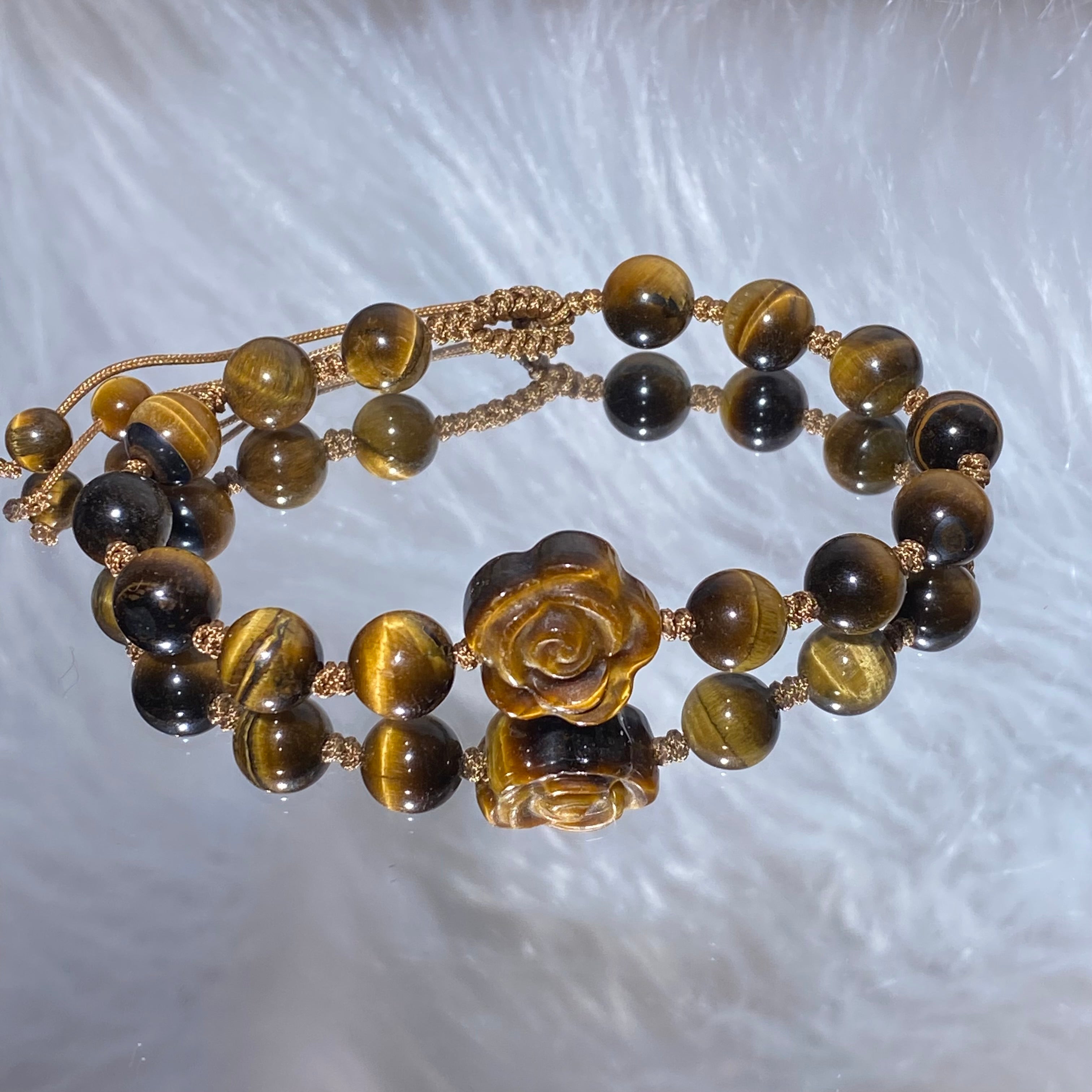 Handwoven Woven Bracelet with Flower Crystal Beads