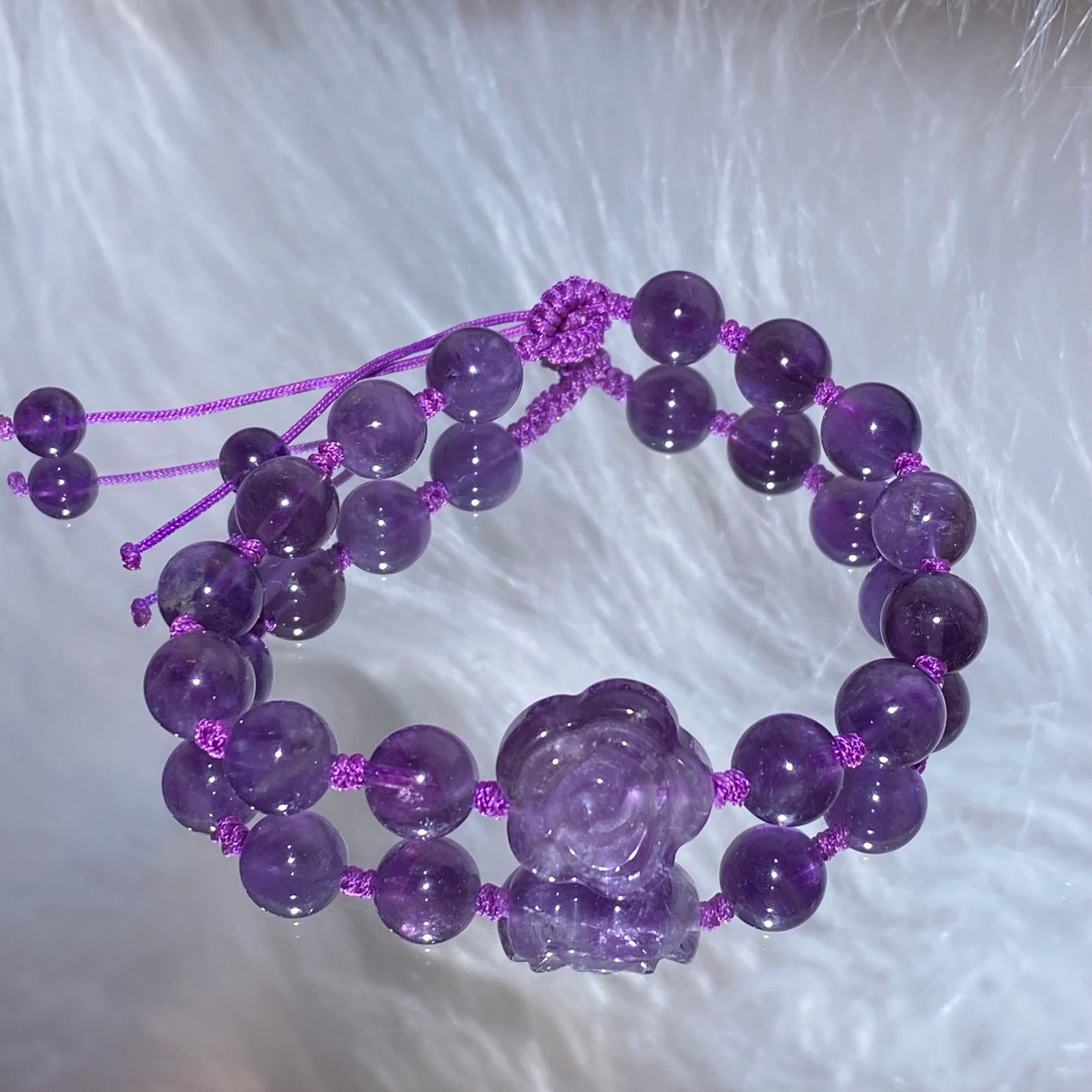 Handwoven Woven Bracelet with Flower Crystal Beads