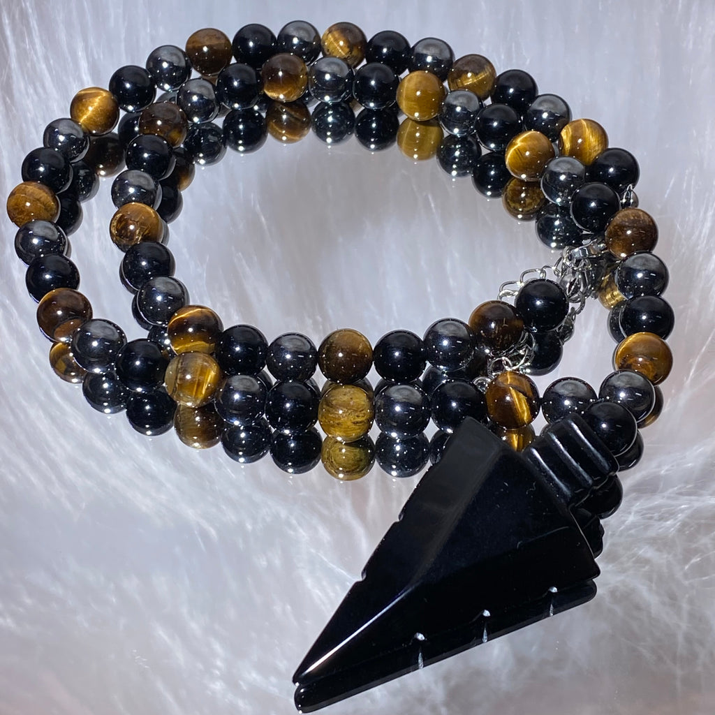 Hematite+Tiger Eyes Necklaces