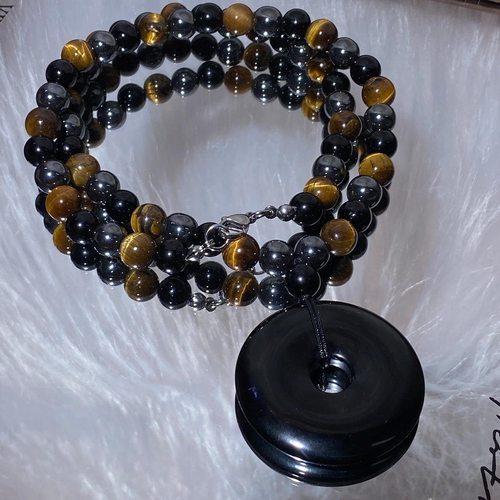 Hematite+Tiger Eyes Necklaces