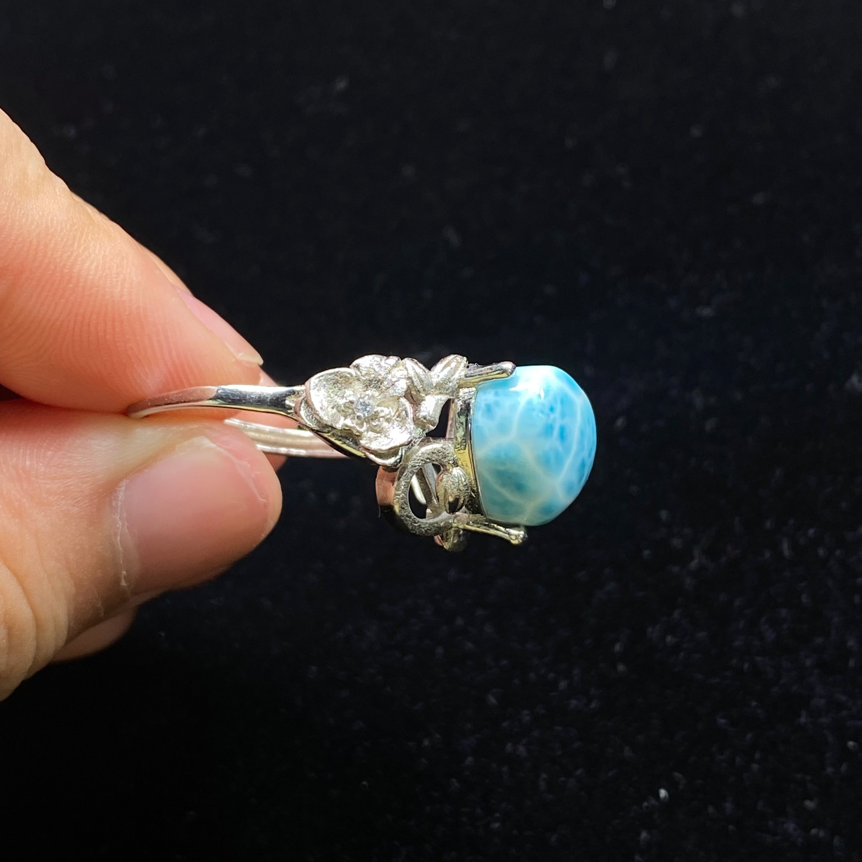 Heart-Shaped Larimar Sterling Silver Ring