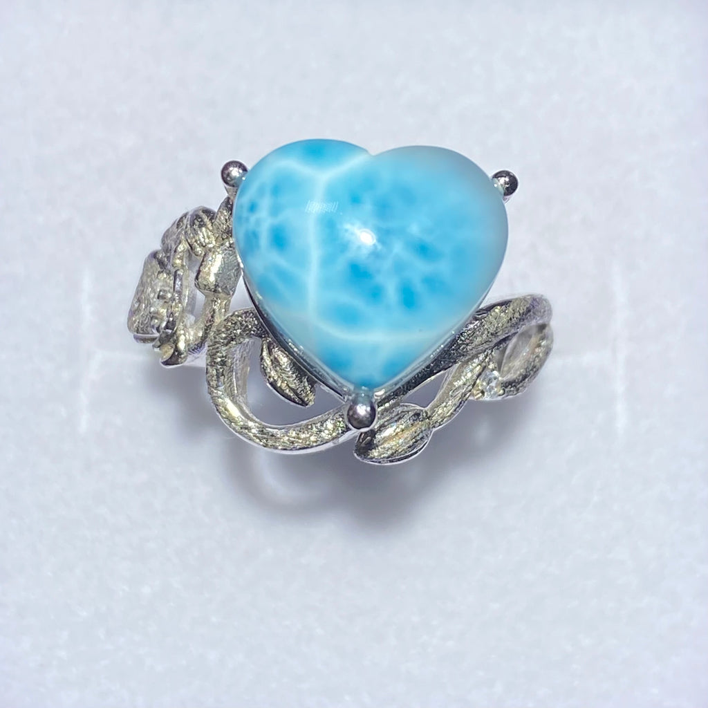 Heart-Shaped Larimar Sterling Silver Ring