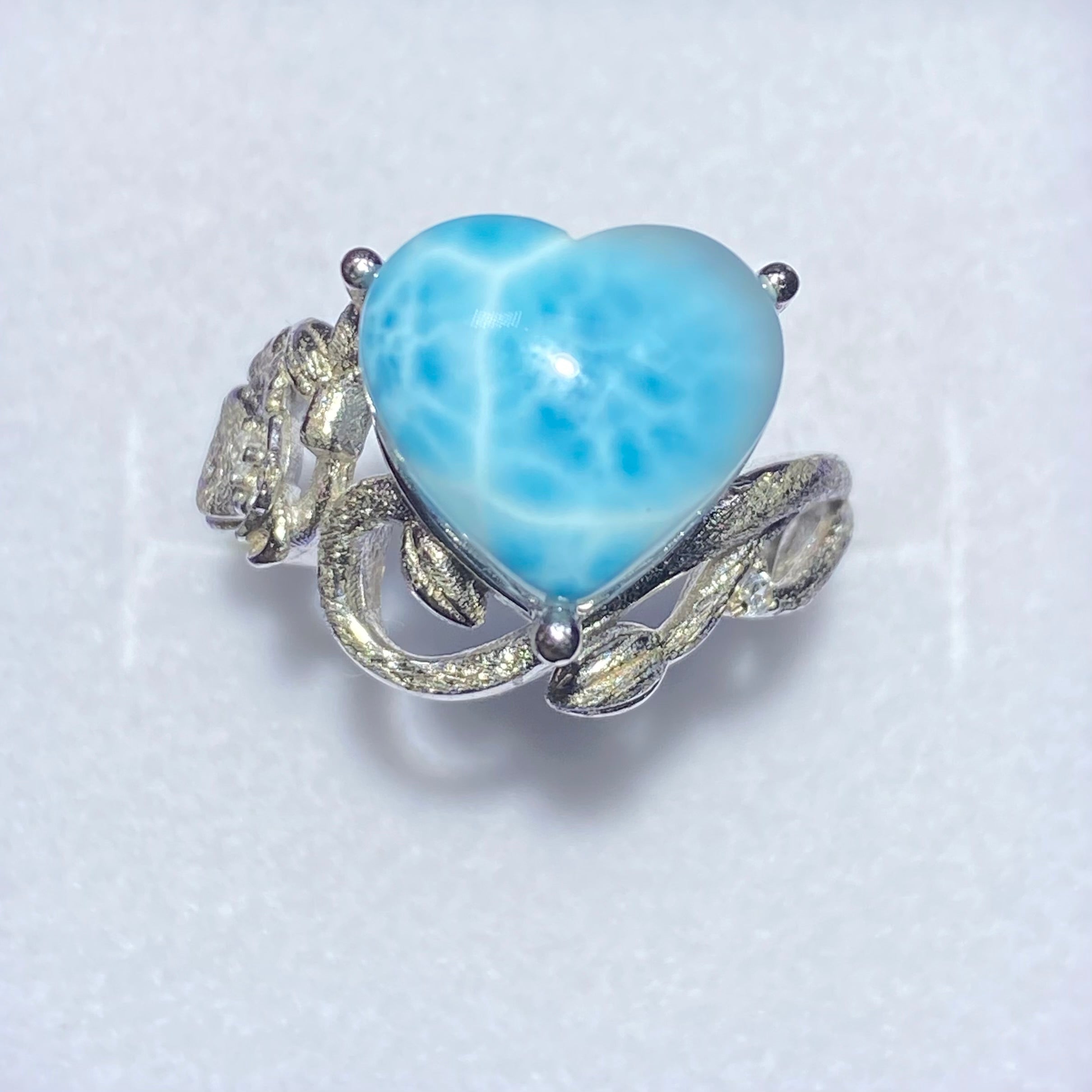 Heart-Shaped Larimar Sterling Silver Ring