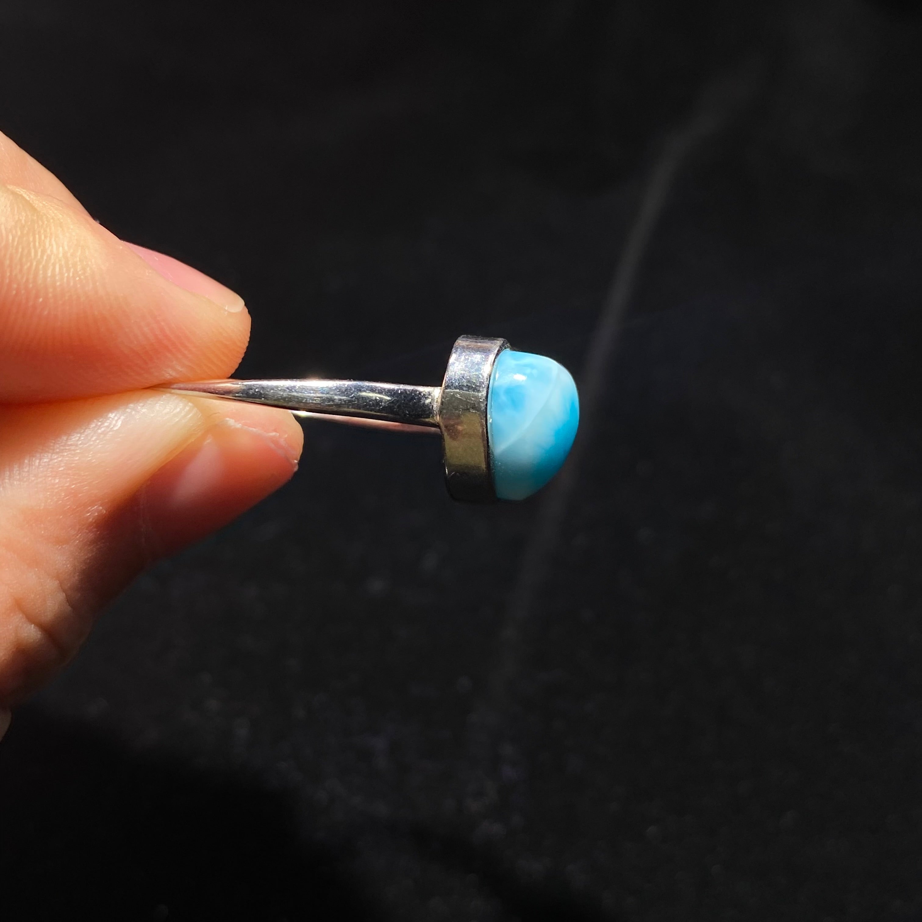 Heart-Shaped Larimar Sterling Silver Solitaire Ring