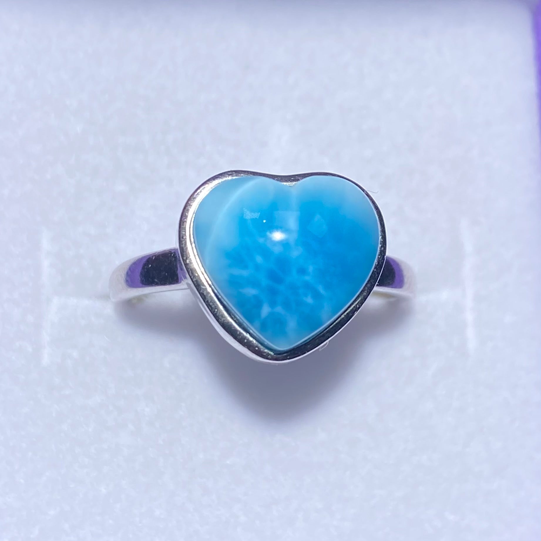 Heart-Shaped Larimar Sterling Silver Solitaire Ring