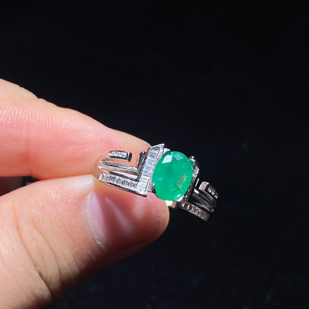 Natural Emerald Sterling Silver Ring