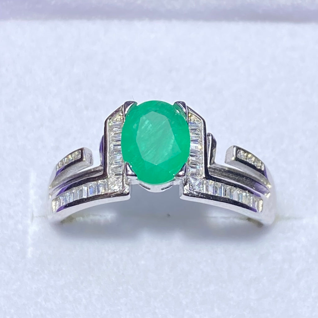 Natural Emerald Sterling Silver Ring