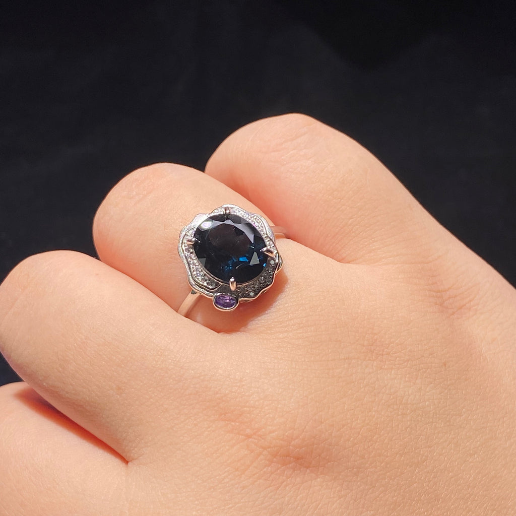 London Blue Topaz & Amethyst Sterling Silver Statement Ring