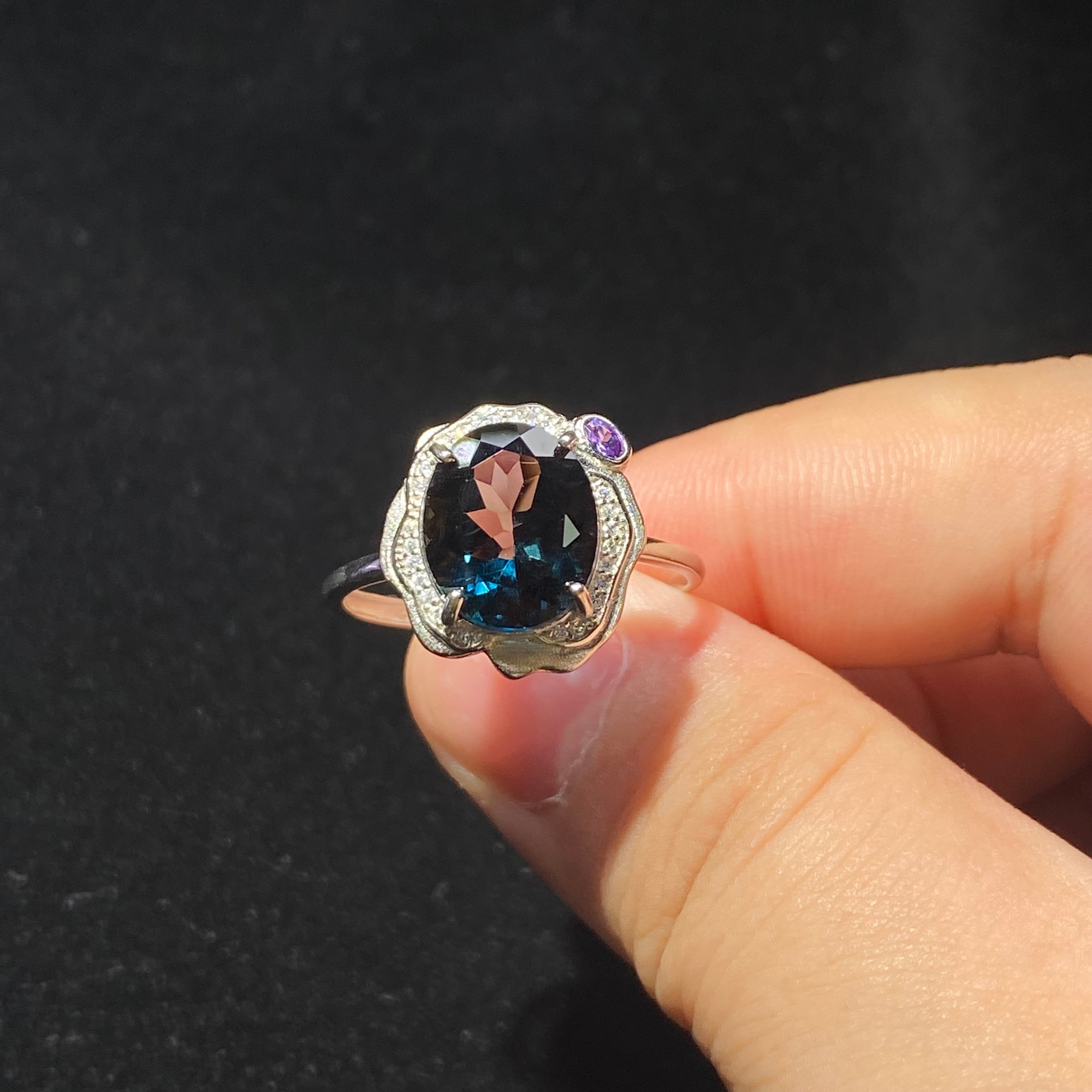 London Blue Topaz & Amethyst Sterling Silver Statement Ring