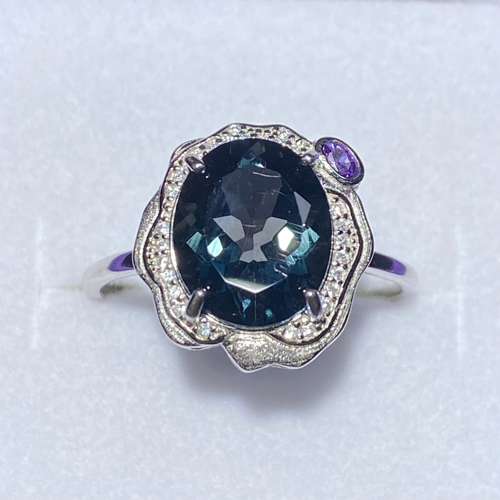 London Blue Topaz & Amethyst Sterling Silver Statement Ring