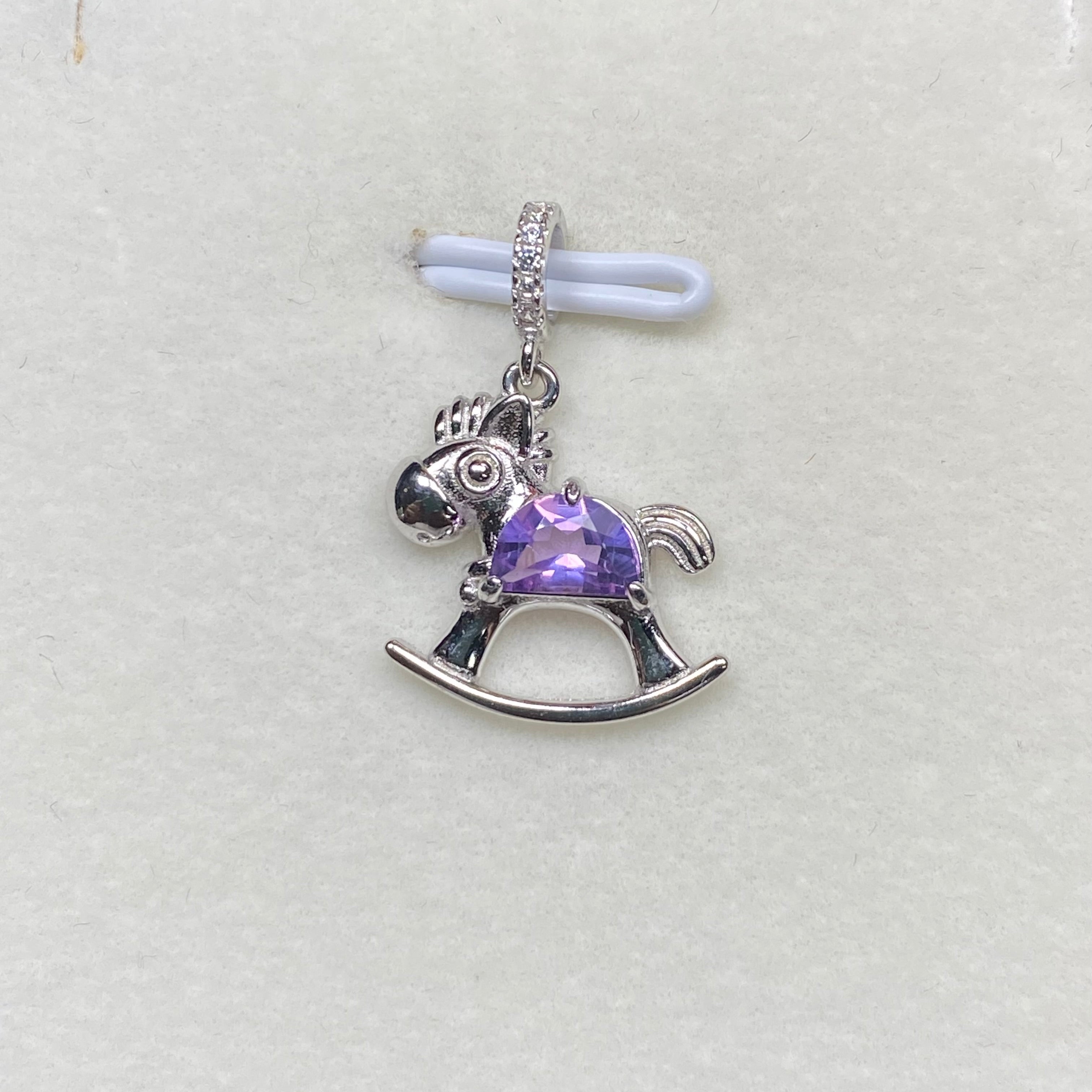 Dainty amethyst Rocking Horse Pendant - Sterling Silver 925 Crystal Jewelry Gift
