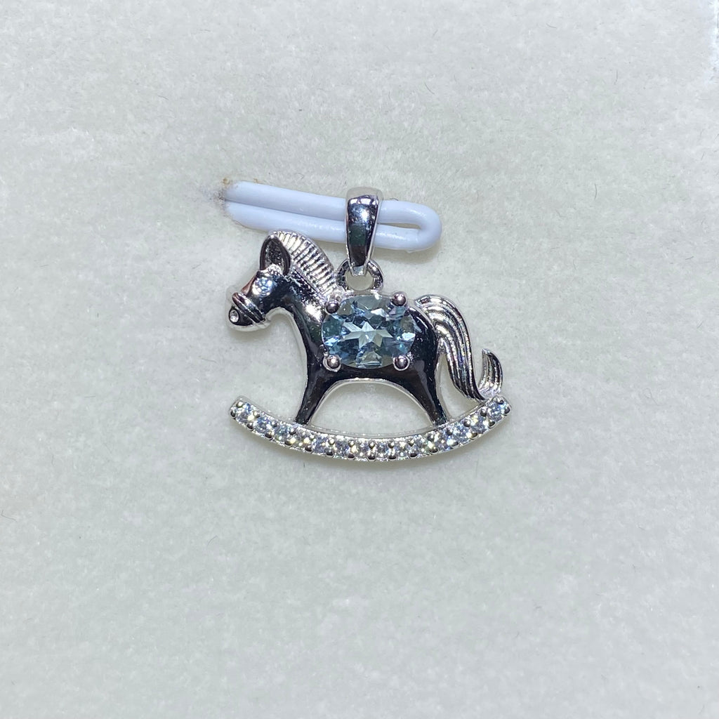 Dainty amethyst Rocking Horse Pendant - Sterling Silver 925 Crystal Jewelry Gift