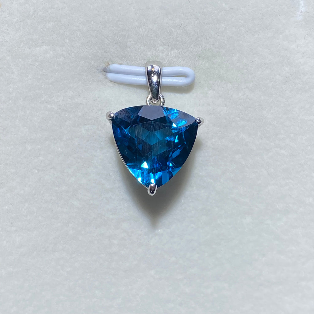 London Blue Topaz Trillion Cut Pendant - Sterling Silver Minimalist Jewelry