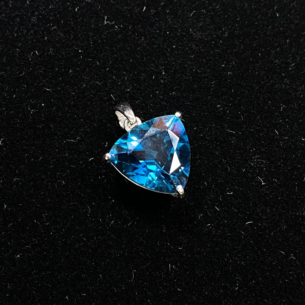 London Blue Topaz Trillion Cut Pendant - Sterling Silver Minimalist Jewelry