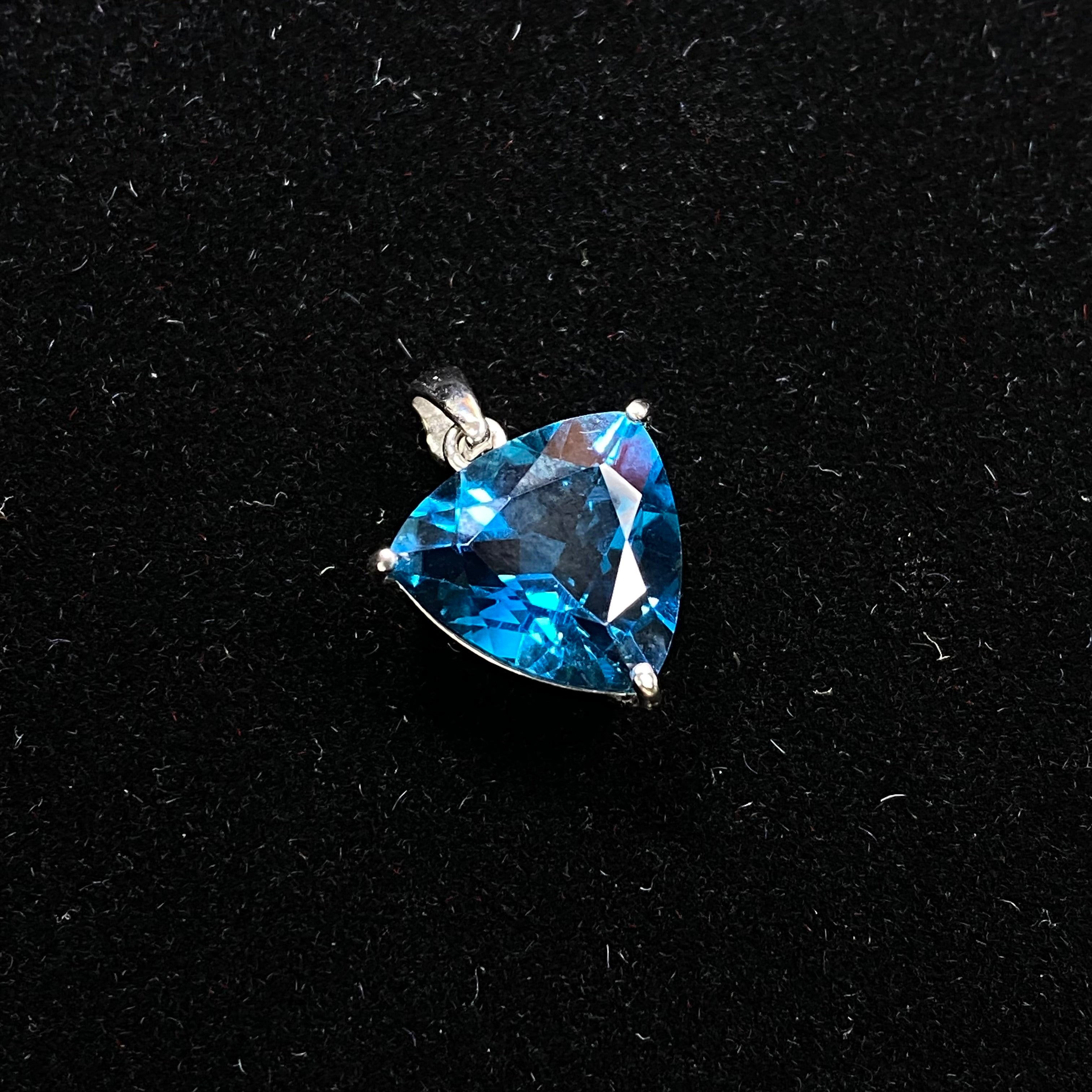 London Blue Topaz Trillion Cut Pendant - Sterling Silver Minimalist Jewelry