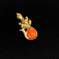 Cute Fox Pendant with Nanhong Agate- Sterling Silver 925 with Gold-Plated Jewelry