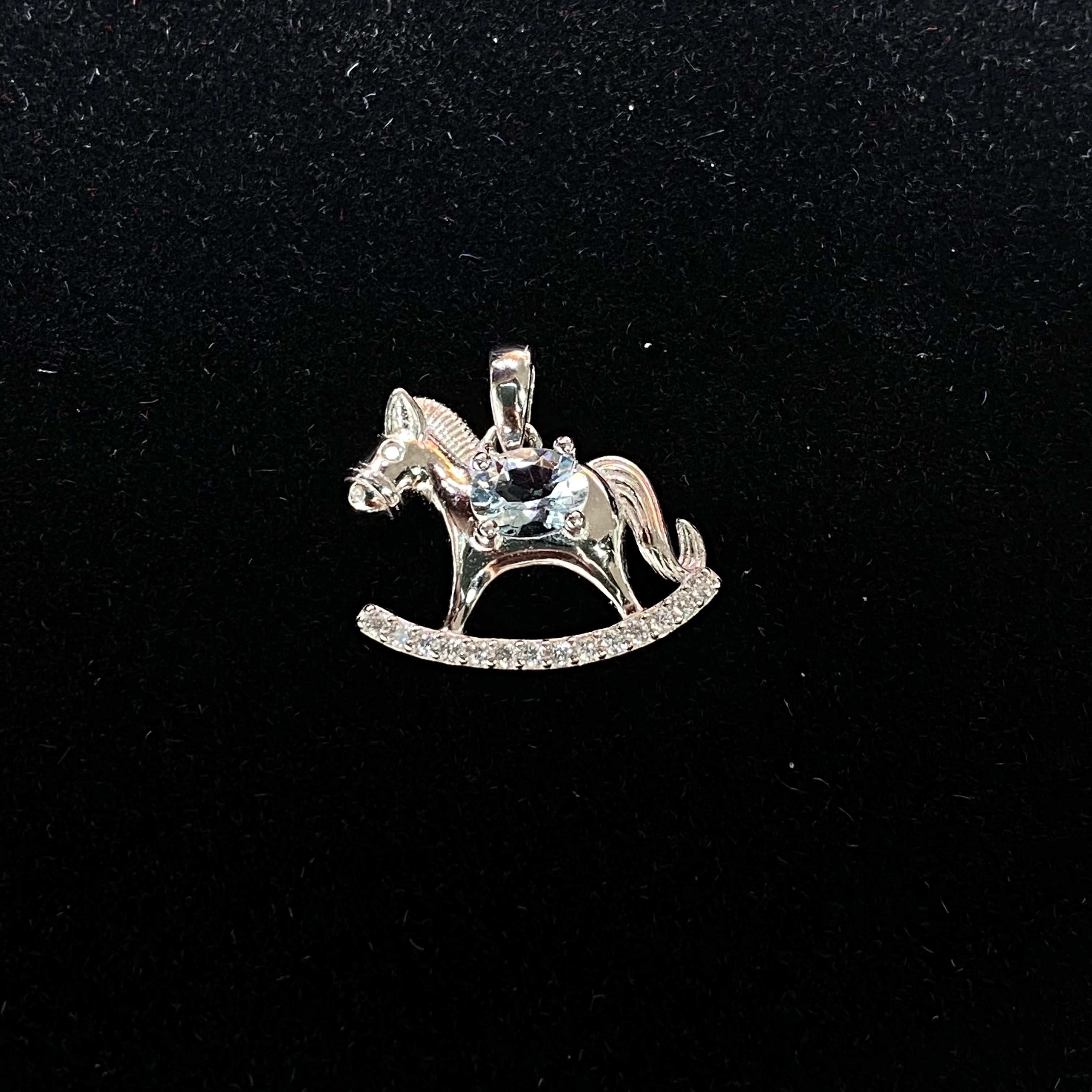 Dainty amethyst Rocking Horse Pendant - Sterling Silver 925 Crystal Jewelry Gift