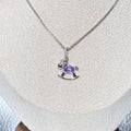 Dainty amethyst Rocking Horse Pendant - Sterling Silver 925 Crystal Jewelry Gift