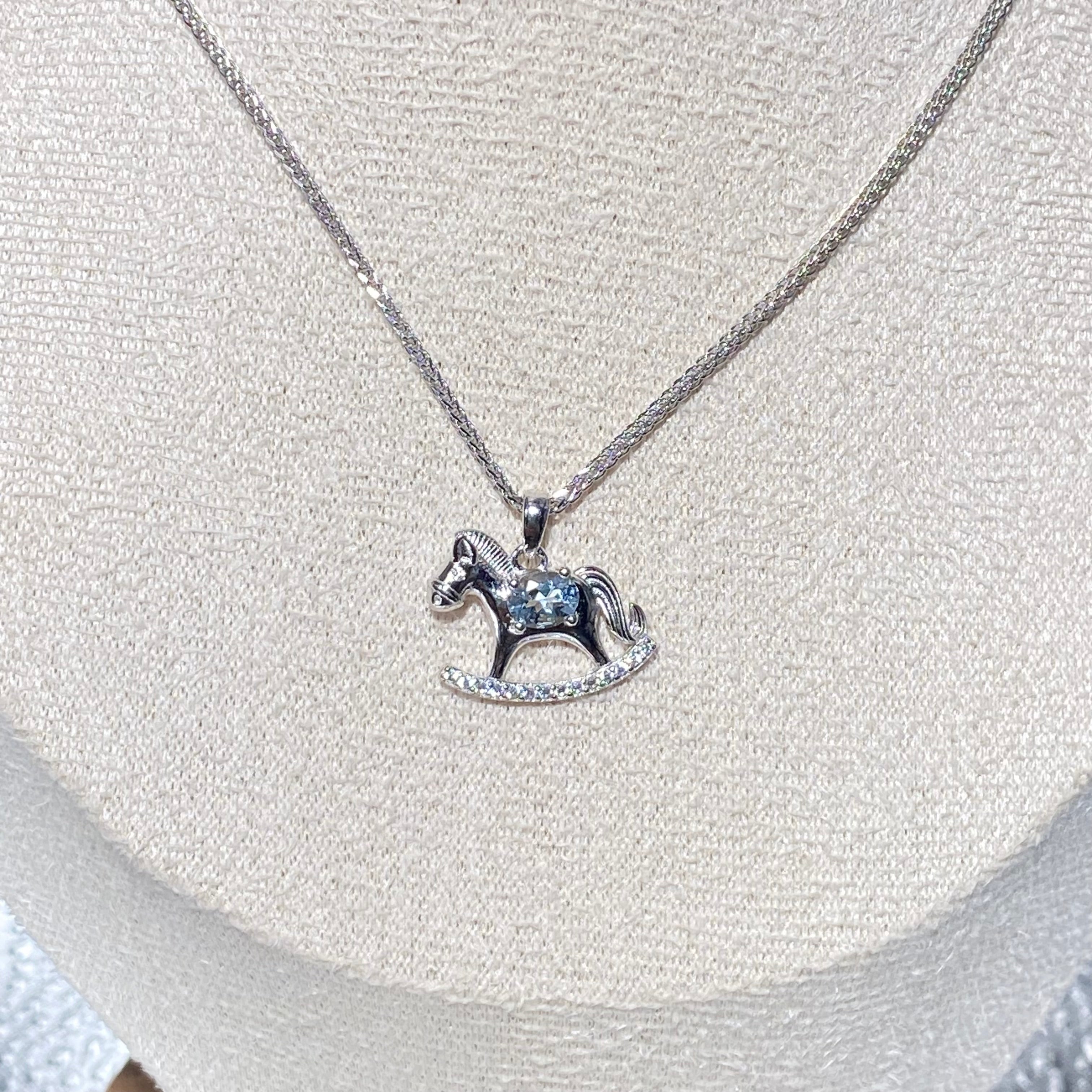 Dainty amethyst Rocking Horse Pendant - Sterling Silver 925 Crystal Jewelry Gift