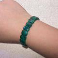 Natural Banded Green Malachite Flat Slab Stretch Soft Bangle Polished layered malachite heart chakra protection healing wrist bangle