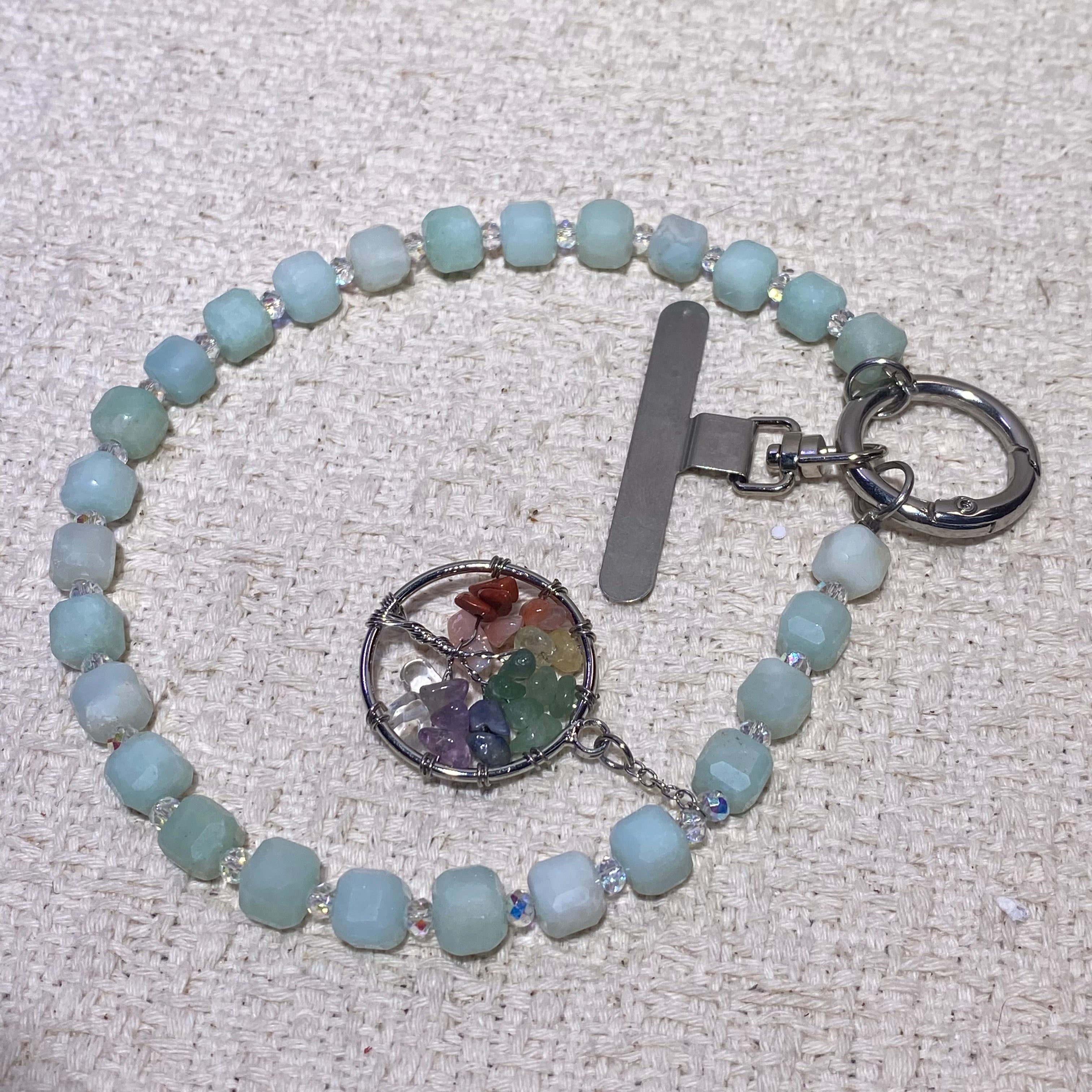 7 Chakra Tree of Life Natural Crystal Beaded Bracelet with OT Toggle Clasp Balancing chakra energy tree pendant dainty stackable wristband, 3 stone styles available