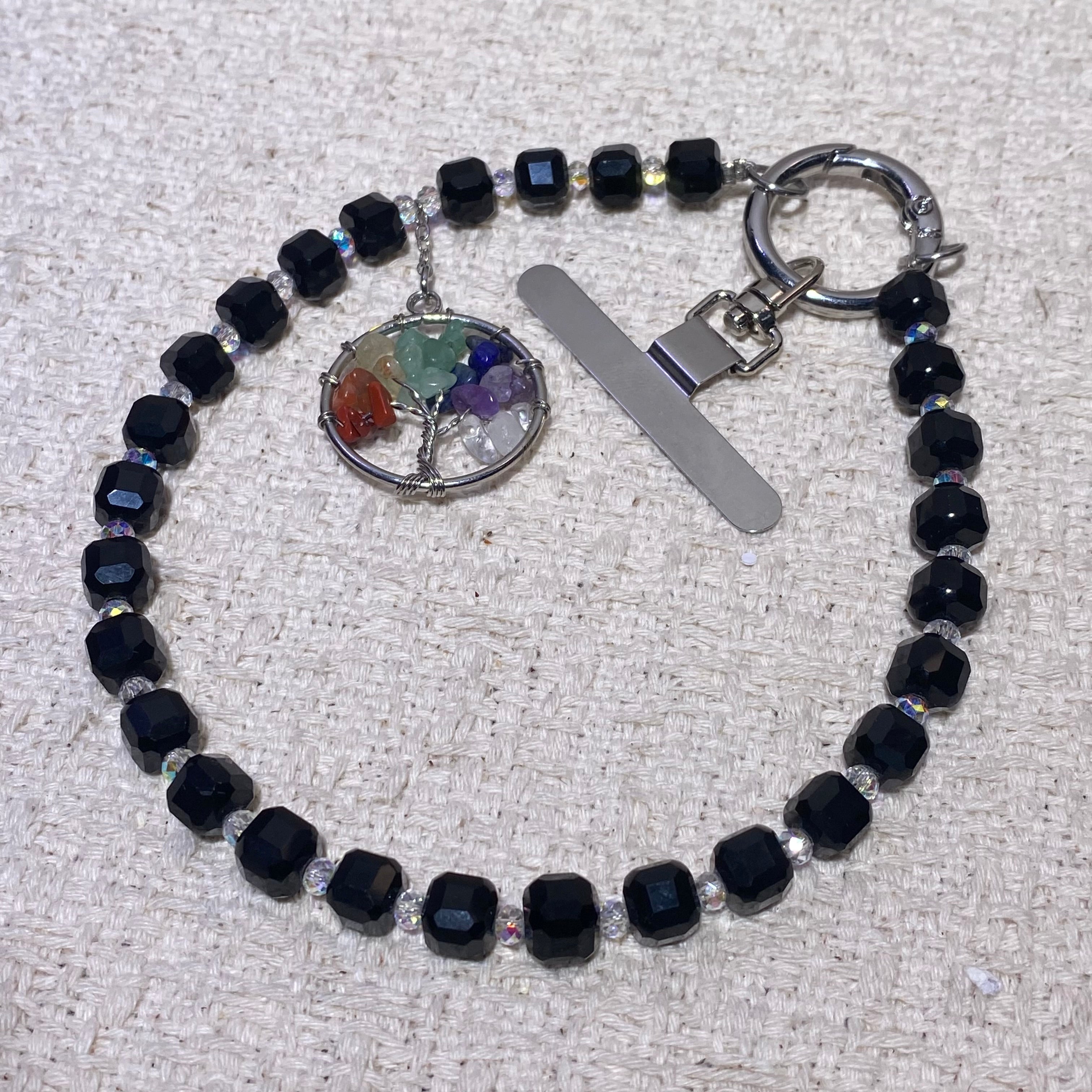 7 Chakra Tree of Life Natural Crystal Beaded Bracelet with OT Toggle Clasp Balancing chakra energy tree pendant dainty stackable wristband, 3 stone styles available