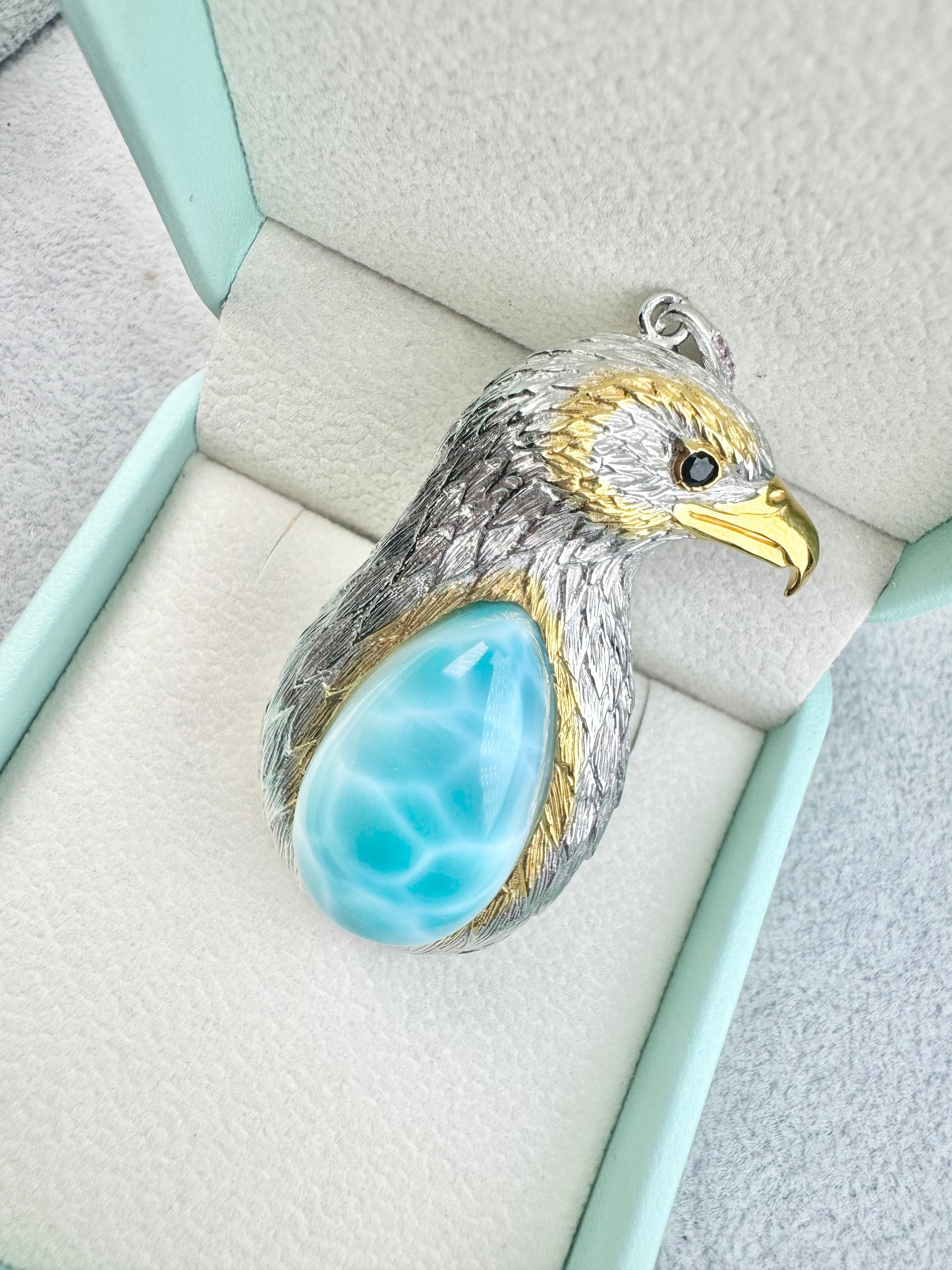 Darker BuleLarimar Eagal Shape S925 Pendant
