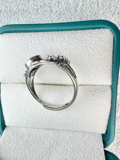 Purple Amethyst Ring 925 Sterling Silver Vintage Healing Crystal Women Jewelry Ct 1.44 Birthday Gifts for Women