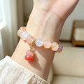 Agate Stretch Bracelet, Persimmon‑Shaped Yanyuan Agate Charm Dangle Bracelet