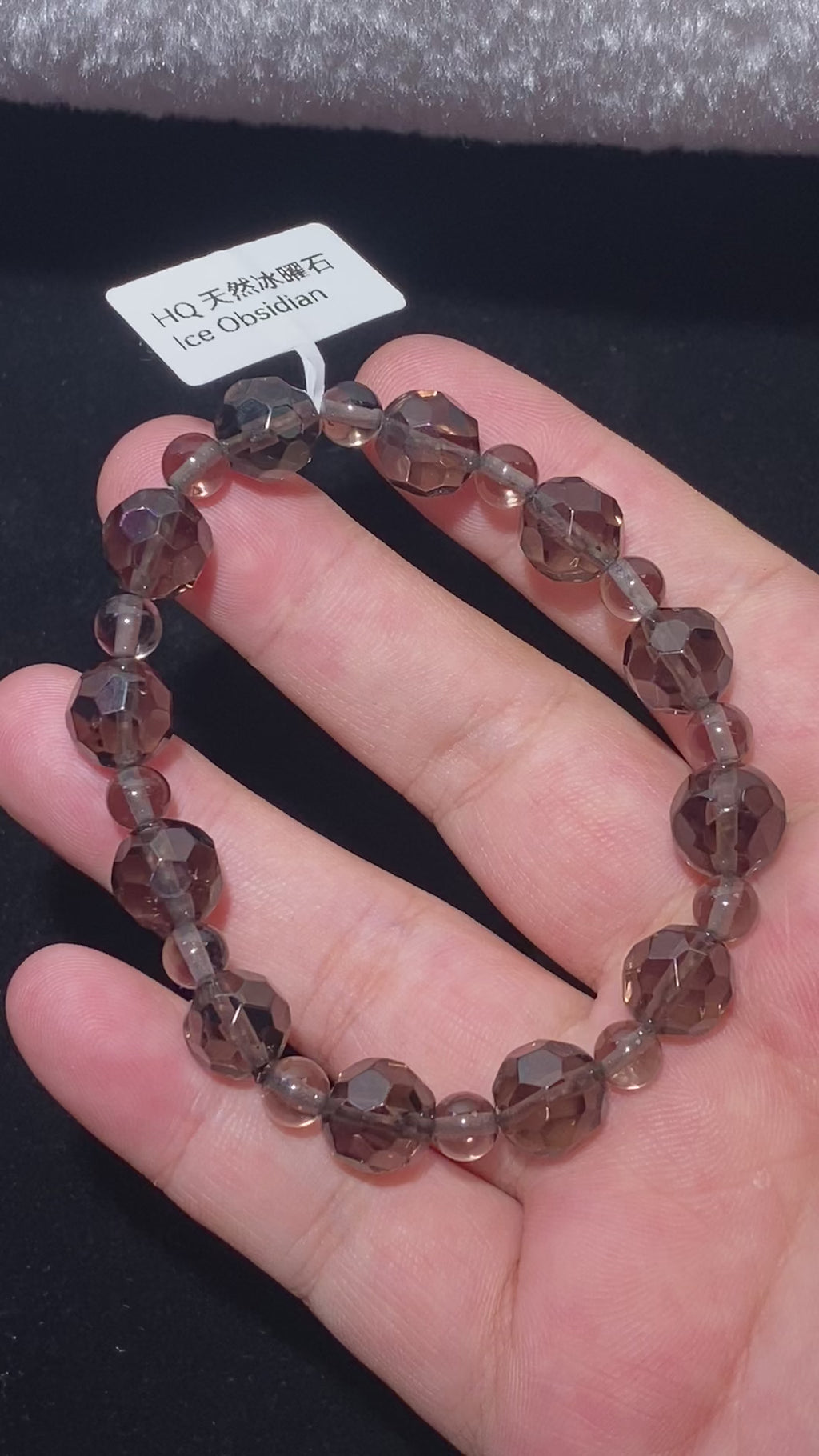 9mm+Natural Faceted Ice Obsidian Stretch Bead Bracelet Transparent smoky ice obsidian powerful protection crystal bracelet