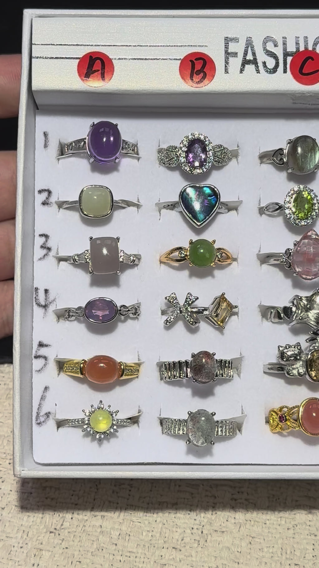 Adjustable Copper Crystal Ring Set - 30+ Colorful Gem Rings for Daily/Party Wear