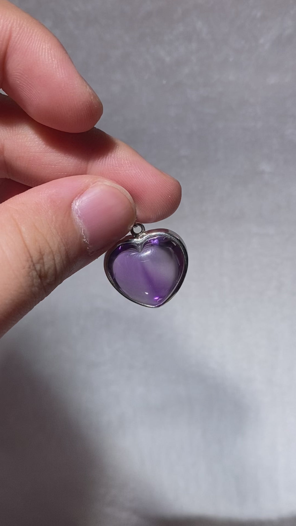 Smooth Cabochon Natural Lavender Amethyst Solid Heart Full Bezel Wrapped S925 Sterling Silver Minimalist Calming Third Eye Crystal Pendant Charm