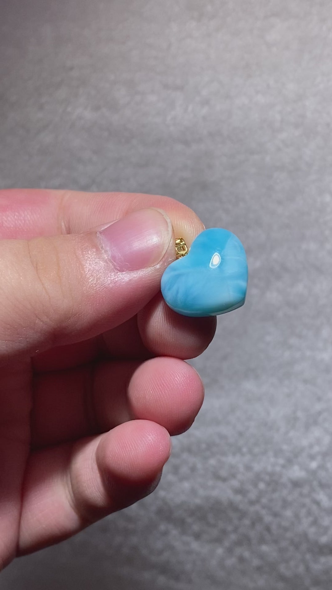 Smooth Cabochon Natural Sky-Blue Larimar Solid Heart Full Bezel Wrapped Gold Plated Minimalist Calming Throat Chakra Ocean Crystal Pendant Charm