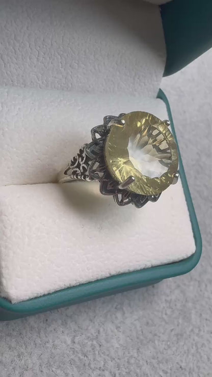 Round S925 Shape Special Cutting Citrine Ring